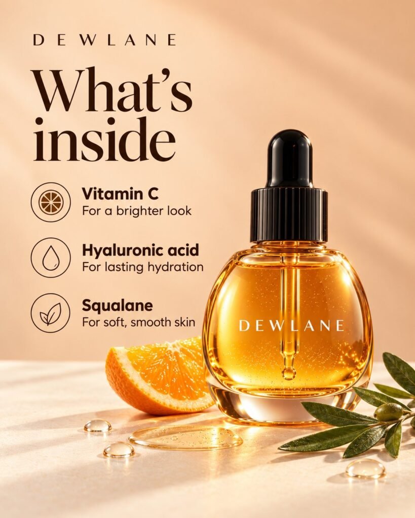 Dewlane: Serum ingredients ad